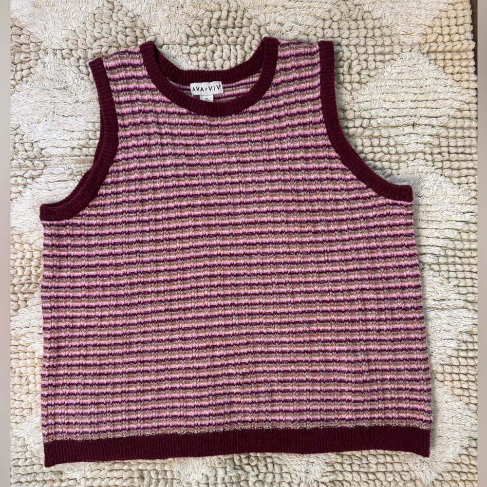 Ava & Viv Women’s Textured Pink and Purple Sweater Tank